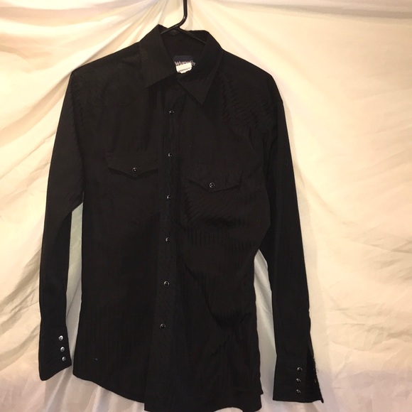 Black Wrangler Pearl Snap Dress Shirt 